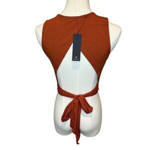 Lulus Women's M Rust Orange Halter Open Back Tank Top Summer Casual